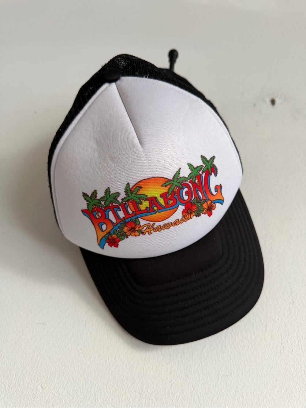 Billabong Black & White Trucker Hat with Colorful Surf Logo